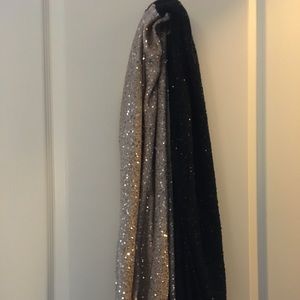 Black and gold sequin infinity scarf.